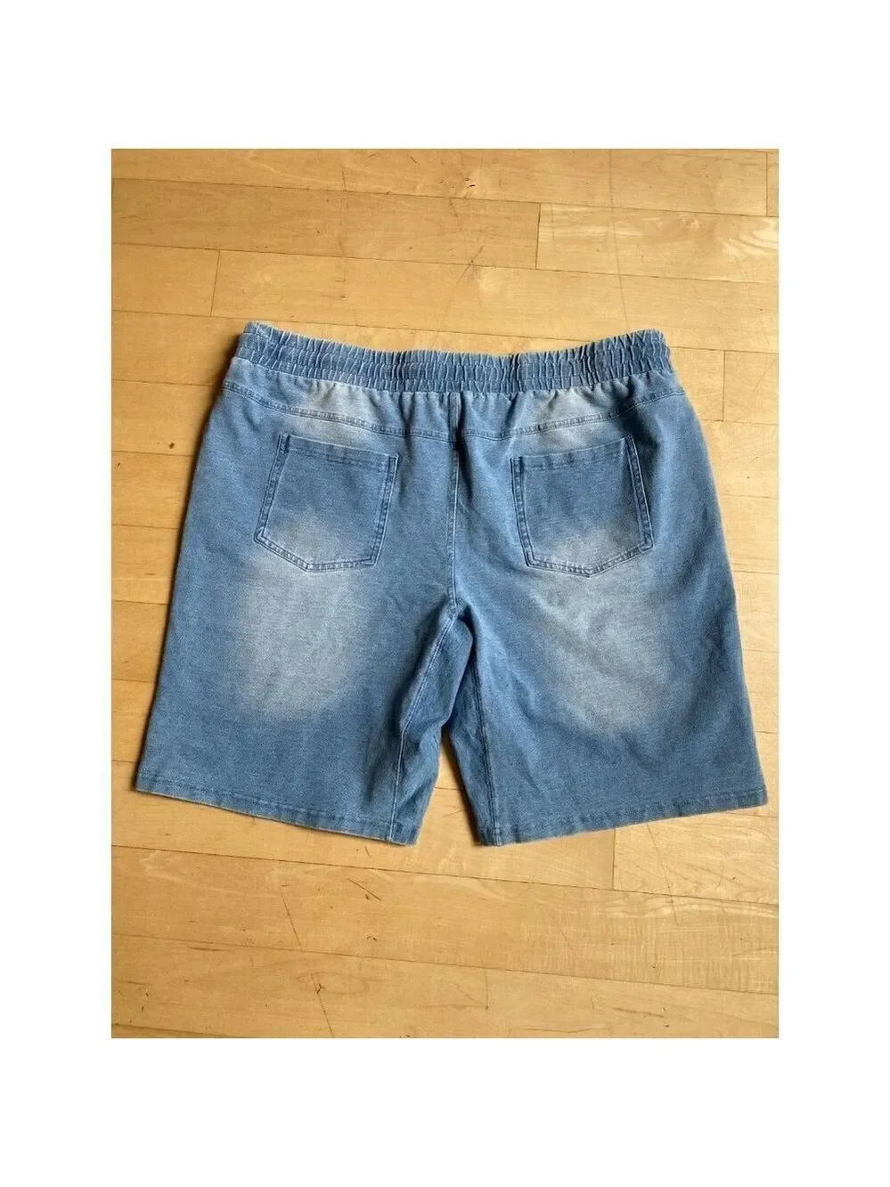 Bp Drawstring Blue stretch denim shorts men's indigo bleached